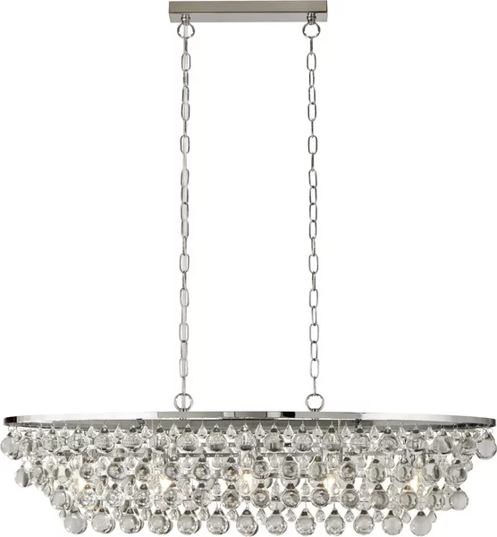 Lampada a sospensione in metallo e vetro H: max. 131 cm cromo E27 allungata classica in cristallo