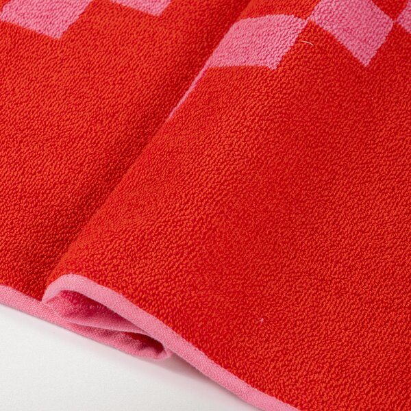 Telo Mare 100X180 Pixel Toys 1 PINK/RED Cotone Caleffi