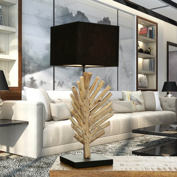 Lampada da tavolo in tessuto driftwood 69 cm E27 comodino Lampada da tavolo per soggiorno SAWATH