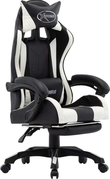 VidaXL Sedia da gioco con poggiapiedi in ecopelle bianca e nera