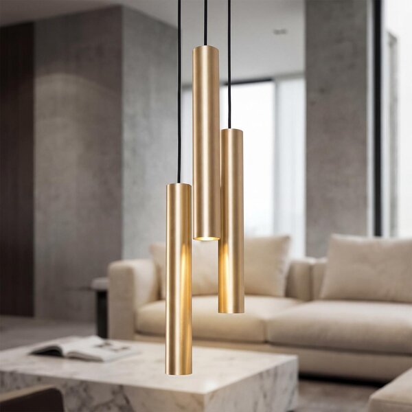 Lampada a sospensione in ottone a 3 luci GU10 orientabile soggiorno sala da pranzo cucina