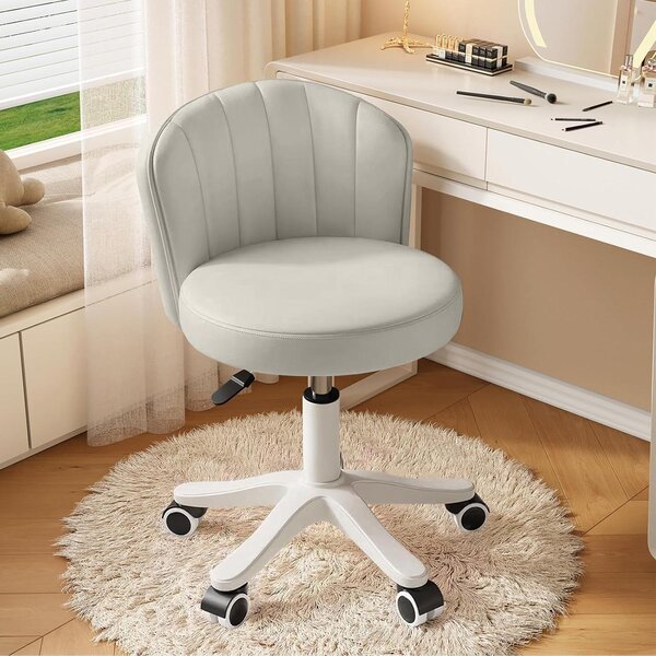 Sedia da ufficio girevole - Sedia da lavoro confortevole - Ideale per lavorare da casa e studiare - Altezza regolabile - Cuscino sedile di 43 cm - Grigia