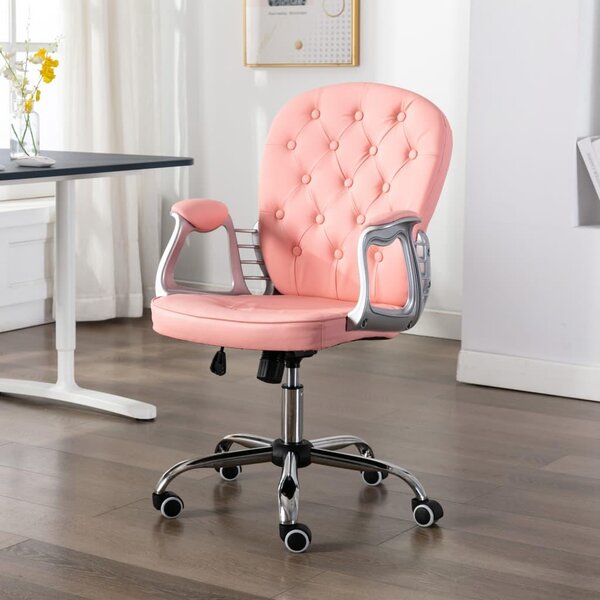Sedia da ufficio girevole VidaXL in Pelle finta rosa