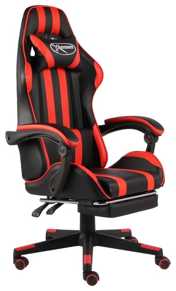 VidaXL Sedia da gioco con poggiapiedi in ecopelle nera e rossa