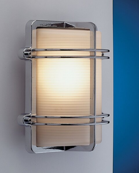 Lampada da parete cromata angolare IP54 marittima in vero vetro d'ottone TOMASO lampada da esterno porta d'ingresso parete esterna