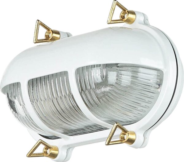 Lampada da esterno in vetro di ottone marittimo L: 21 cm IP64 E27 bianco casa balcone giardino lampada da parete