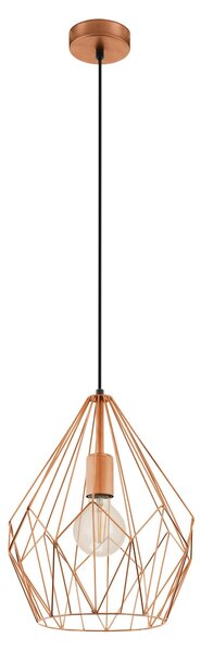 Lampadario A Sospensione Vintage Carlton Acciaio Rame 1 Luce E27