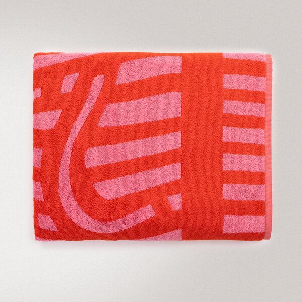 Telo Mare 100X180 Stripes PINK/RED Cotone Caleffi