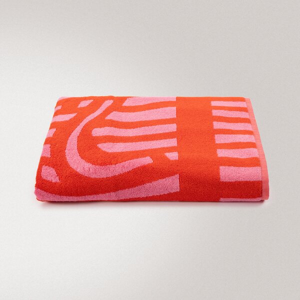 Telo Mare 100X180 Stripes PINK/RED Cotone Caleffi