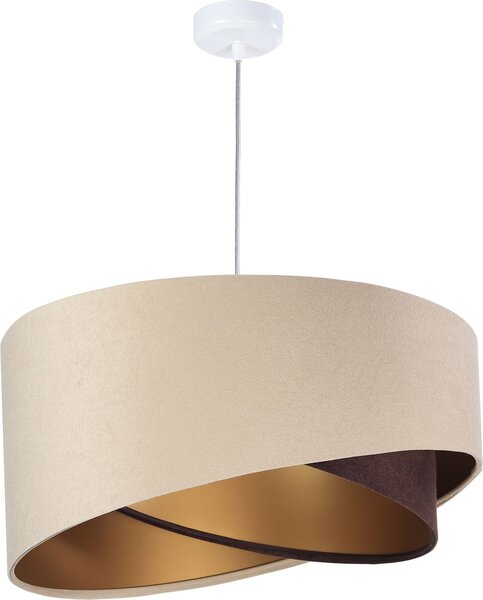 Lampada a sospensione in tessuto beige oro marrone rotonda Ø50cm Sopra il tavolo da pranzo Lampada da soggiorno a sospensione