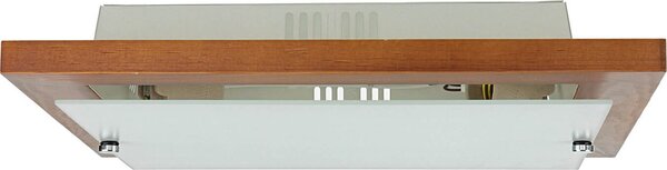 Plafoniera in legno vetro quadrato L: 37 cm H: 6,5 cm piatto 2x E27 Moderna lampada da soffitto soggiorno corridoio