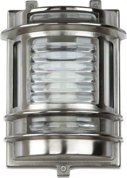 Applique resistente alle intemperie GRACIA nichel vetro scanalato vero ottone marittimo IP64 luce esterna porta d'ingresso