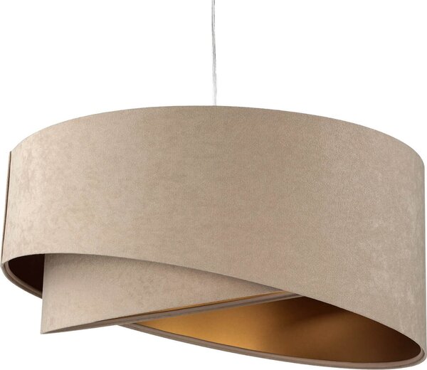 Lampada a sospensione in tessuto a tamburo rotondo Ø 50 cm E27 crema oro moderna lampada a sospensione soggiorno