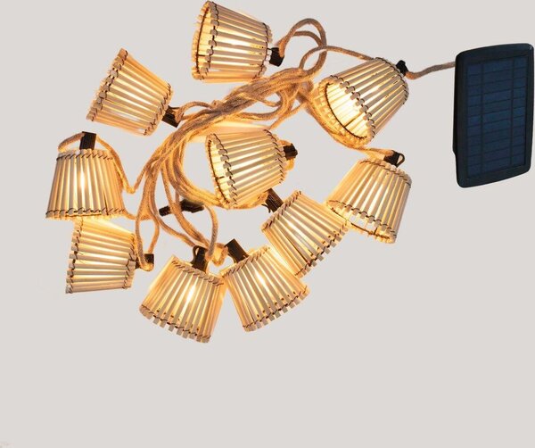 LED solare giardino 5m lungo IP44 2200 K sfumature di bambù decorativo terrazza balcone all'aperto