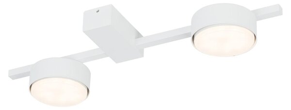 Versatile plafoniera MAURYA in metallo alluminio bianco lunga 39 cm a 2 luci per il soggiorno