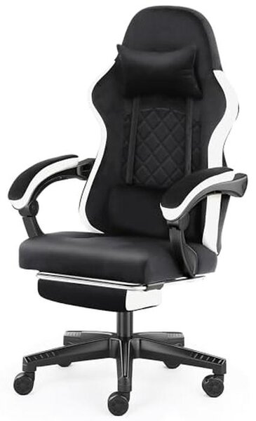 Sedia ergonomica - Sedia da ufficio, sedia da gaming - Comfortevole per lavorare - Con poggiapiedi - Altezza 116 cm - Colore nero