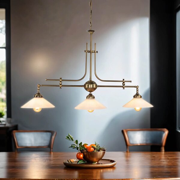 Lampada a sospensione ottone vetro art nouveau E27 Lampada a sospensione biliardo tavolo da pranzo bar