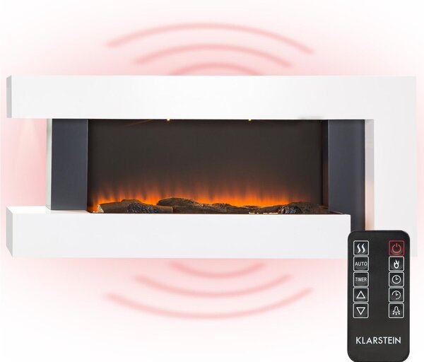 Klarstein Camino Elettrico Basso Consumo, Camino da Terra per Soggiorno, Camino Elettrico da Parete, Caminetto Elettrico 2000W, Camino Finto Decorativo LED, Telecomando, Timer, Controllo Temperatura