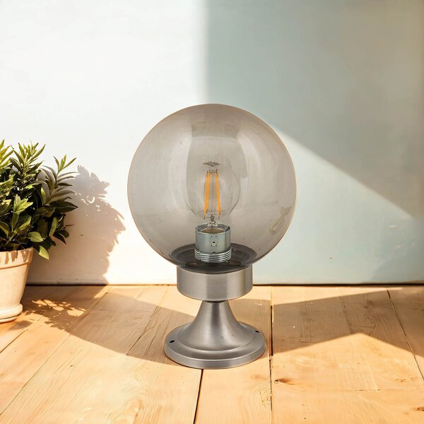 Luce da patio in vero ottone nichel H:30cm Ø20cm classica rotonda elegante VERIA luce da esterno patio
