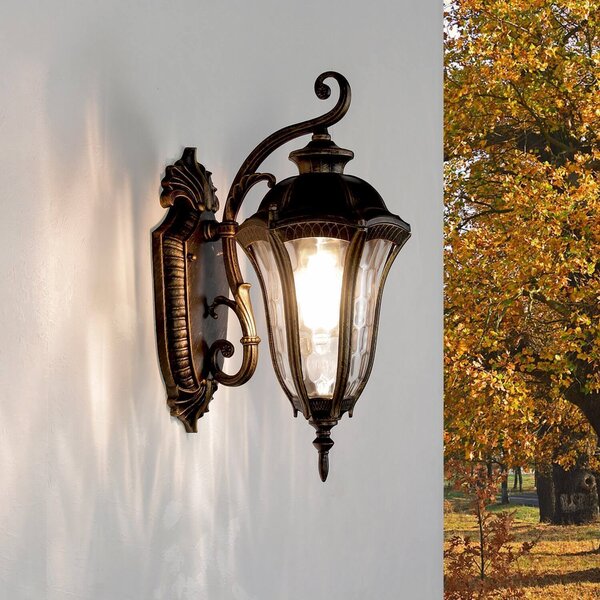 Lampada da esterno rustica FLORENZ in nero oro antico IP44 lampada da parete esterna casa giardino
