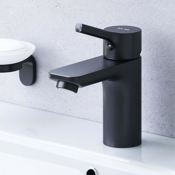 AM.PM Rubinetto da bagno nero opaco, rubinetto per lavabo, rubinetteria da bagno, miscelatore, rubinetto per lavabo, miscelatore monocomando da bagno