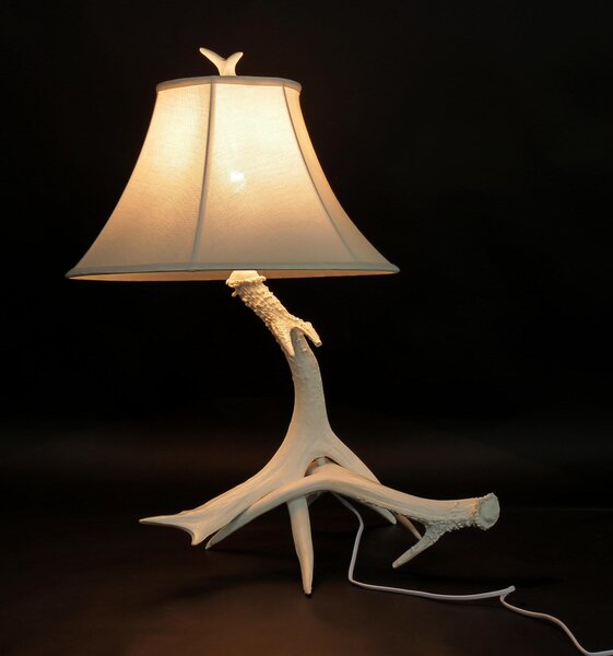 Lampada da tavolo 66 cm bianco panna in resina effetto corno Lampada da tavolo country house