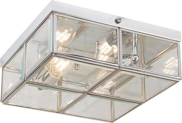 Plafoniera Bauhaus "Bräunlingen" cromo-metallo-vetro 2 luci soffitto soggiorno corridoio