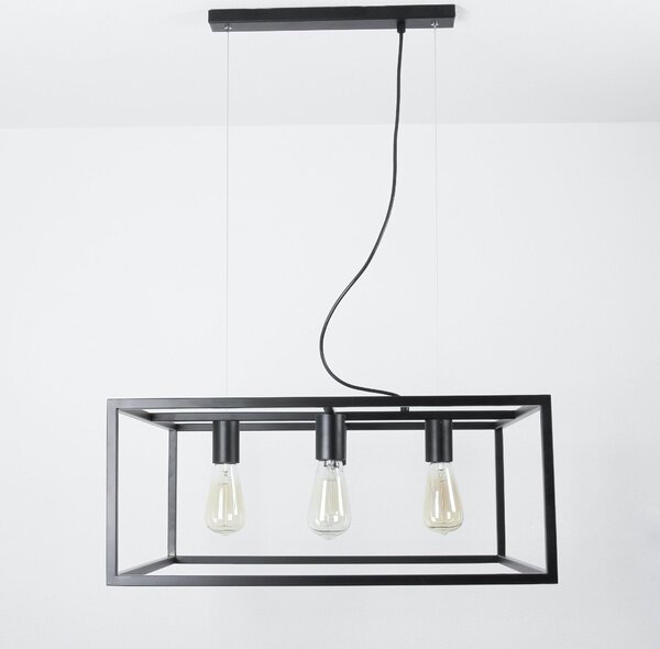 Lampada a sospensione nera FRAME Bauhaus in metallo a 4 luci lampada a sospensione tavolo da pranzo soggiorno