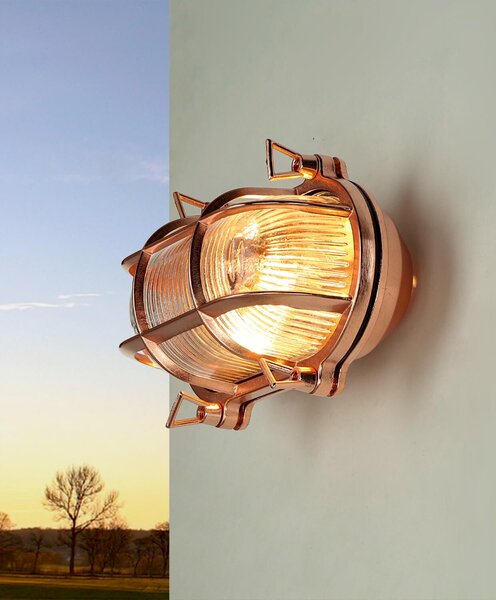 Lampada da parete per esterni in ottone massiccio vetro E27 IP64 Lampada da esterno marittima da giardino