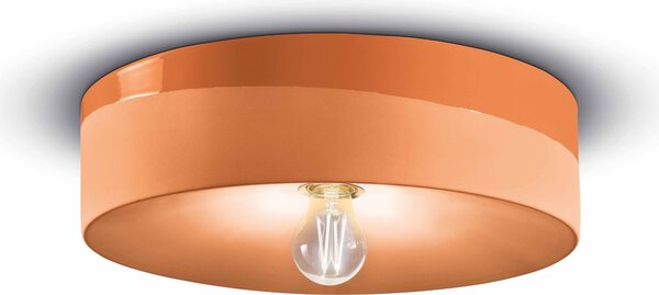 Plafoniera in Vetroceramica E27 D: 40 cm arancione rotonda design retrò in Vetroceramica