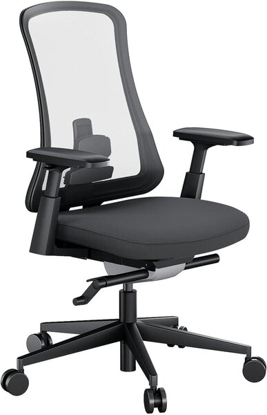 Sedia da ufficio ergonomica - Sedia da lavoro confortevole - Adatta a lunghe sessioni di lavoro - Supporto lombare regolabile - Taglia L - Colore nero