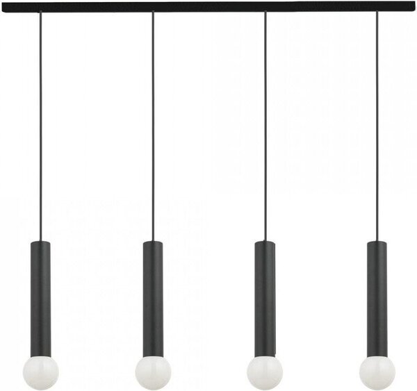 Lampada a sospensione in metallo nero a 4 luci design moderno allungato elegante BIDINA soggiorno tavolo da pranzo luce a sospensione