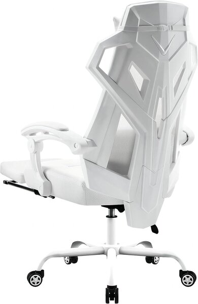 Sedia da ufficio ergonomica - Sedia girevole, confortevole - Adatta per lavorare a lungo - Schienale in rete - Portata massima: 150 kg - Colore: bianco