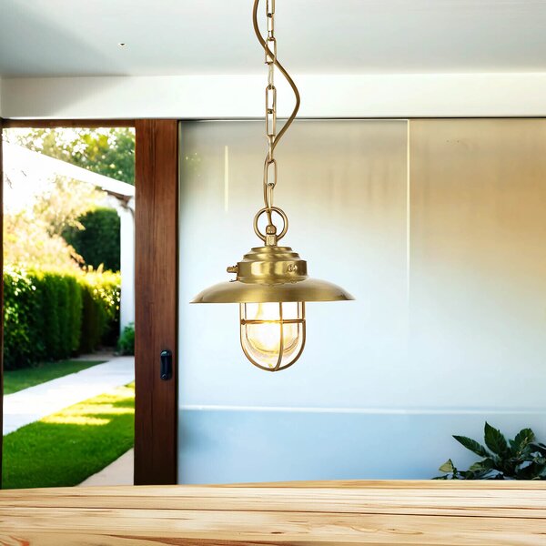 Lampada a sospensione da esterno giardino terrazzo IP54 E27 Ø 23 cm ottone marittimo luce a sospensione da esterno