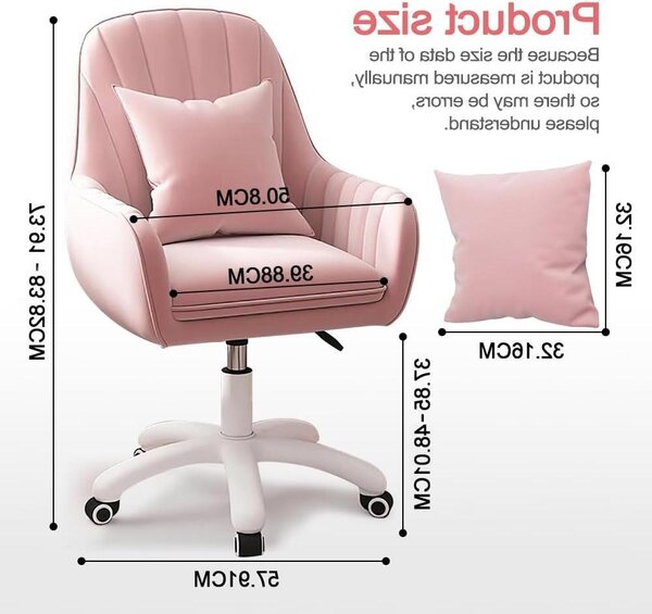 Sedia da ufficio - Sedia da lavoro - Sedia per computer - Lavorare comodamente - Schienale regolabile - Altezza: 85-97 cm - Rosa