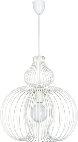 Lampada a sospensione bianca Ø 44 cm paralume bulboso in metallo filo E27 luce a sospensione sala da pranzo soggiorno