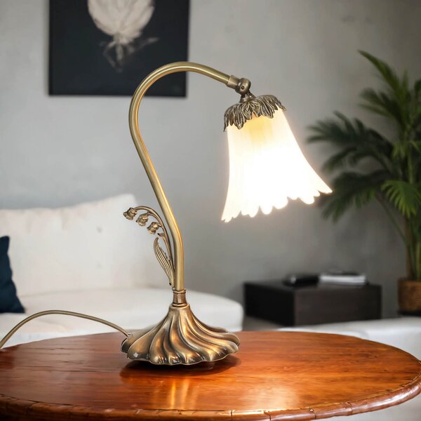 Lampada da tavolo ottone vetro elegante fatto a mano E14 comodino lampada da tavolo