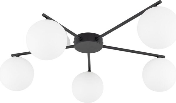 Plafoniera Metallo Vetro G9 Nero Bianco Paralume sferico Moderno