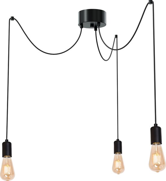 Lampada a sospensione nera XXL 2,5 m di lunghezza regolabile a 3 luci per E27 lampada a sospensione sala da pranzo soggiorno