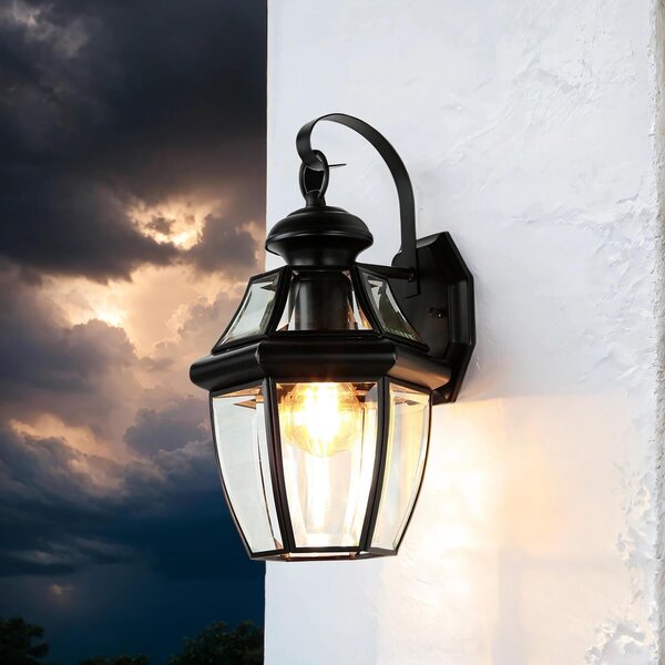 Lampada da esterno parete cortile casa IP23 nero E27 vetro metallo lampada da parete esterna vintage