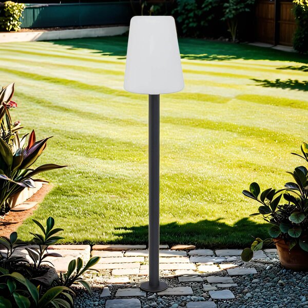 Lampada da terra per esterni 128 cm piccola IP44 grigio bianco E27 lampada da esterno terrazza sentiero luce giardino