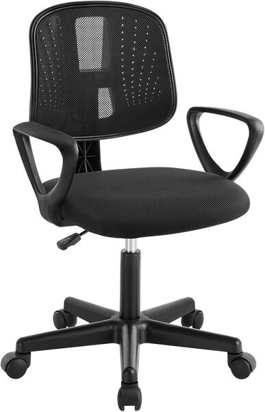 Sedia da ufficio Kinder - Sedia ergonomica - Ideale per studio e lavoro - Schienale traspirante - Regolabile in altezza - Colore: nero