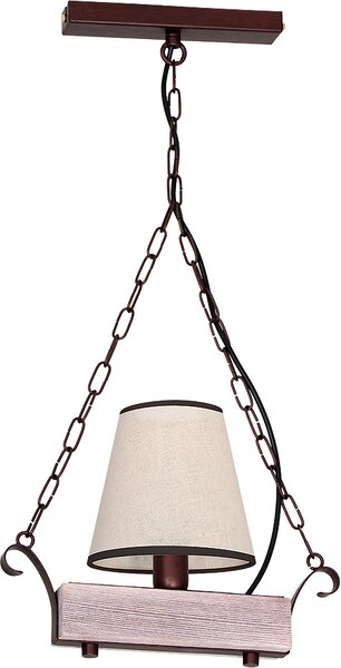 Lampada a sospensione rustica "Adria" in legno beige tessuto metallo lampada a sospensione soggiorno tavolo da pranzo
