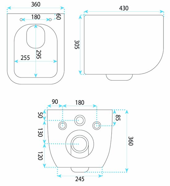 Vaso WC sospeso Rea Cubik Mini Tornado