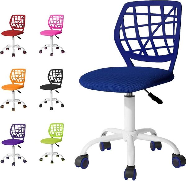 Sedia da ufficio Kinder - Sedia girevole per studio - Seduta confortevole - Design ergonomico - Regolabile da 40 a 52 cm - Blu