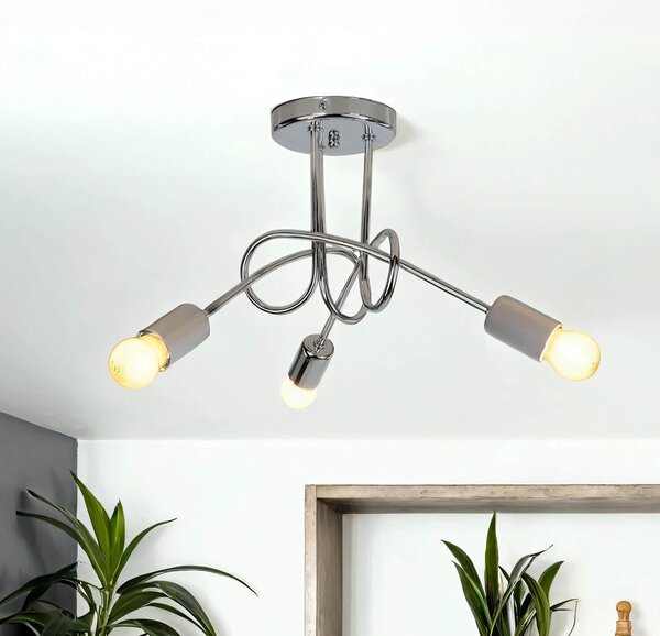 Plafoniera E27 in metallo cromato Lampada da soffitto moderna