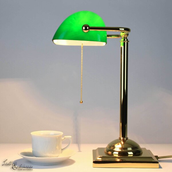 Lampada Banker con interruttore a strappo Art Nouveau E27 Lampada da tavolo fatta a mano
