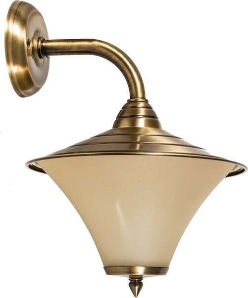 Lampada da parete per esterni IP23 E27 in vetro crema in ottone massiccio Lampada da parete da giardino rustica per terrazza all'aperto