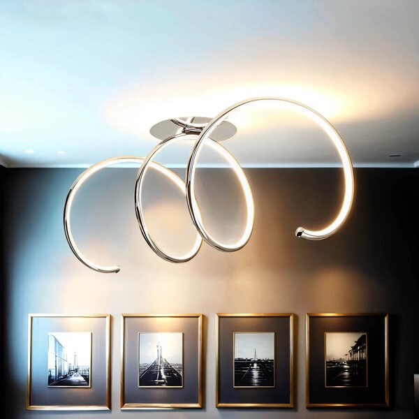 Plafoniera LED cromo 2300 lm 3000 K luminosa soggiorno sala da pranzo lampada da soffitto
