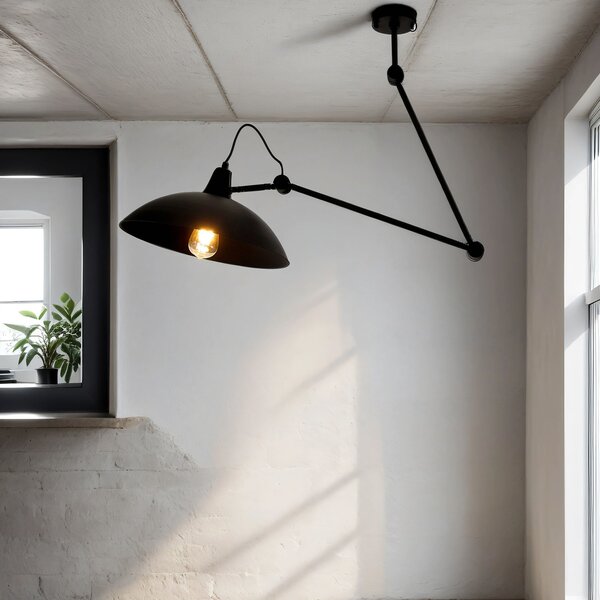 Lampada da soffitto soggiorno lampada da soggiorno in metallo nero regolabile in altezza giunti flessibili lampada da lettura soffitto